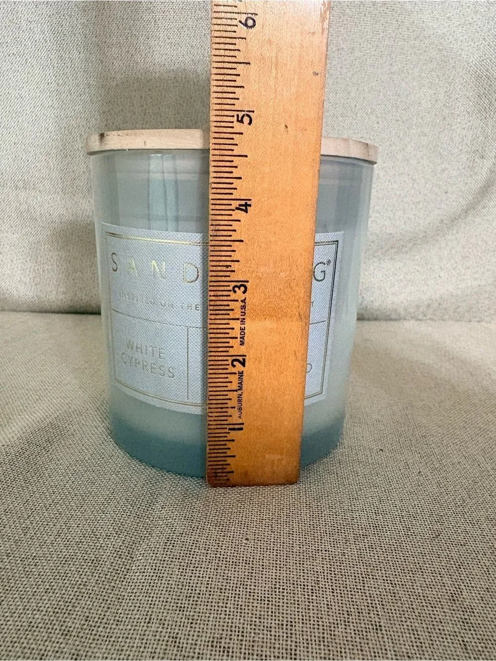 Sand + Fog White Cypress Natural Wax Blend 3 Wick Candle  New. 21 ounce
